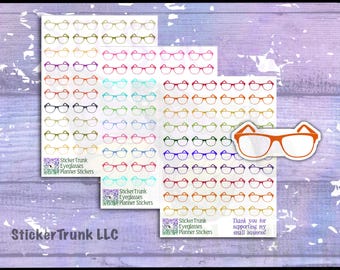 Eyeglasses Eye Docter Planner Stickers, Custom Colors