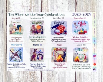 Wheel of the Year Celebrations Planner Stickers 2024, Wheel of the Year Sabbats, Celtic Fire Festivals, Pagan Celebrations, Solstice
