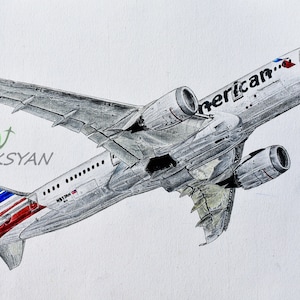 Boeing 787-8 (Dreamliner) American Airlines Stampa d&#39;arte fine A4/A3