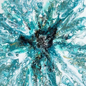 Peinture acrylique originale, Art fluide, Fleur, Émerveillement grandissant