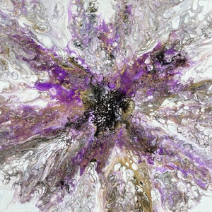 Peinture acrylique originale, Art fluide, Fleur, Rêves épanouis