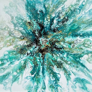 Peinture acrylique originale, Art fluide, Fleur, Espoirs florissants