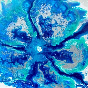 Peinture acrylique originale, Art fluide, Fleur, Expiration
