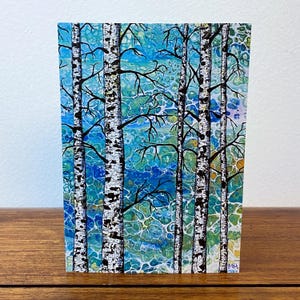 Carte artistique Murmures bouleau, Carte artistique fluide, Carte toutes occasions, Carte de voeux, Carte recto-verso