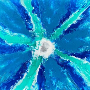 Peinture acrylique originale, Art fluide, Fleur, Respirer