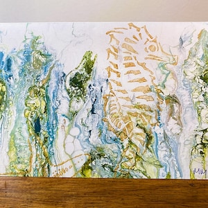 Carte artistique Merveilles de la mer, Carte artistique fluide, Carte toutes occasions, Carte de voeux, Carte recto-verso