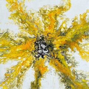 Peinture acrylique originale, Art fluide, Fleur, Optimisme imparable