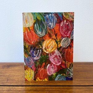 Carte d'art tulipes, carte d'art fluide, carte toutes occasions, carte de voeux, carte recto-verso