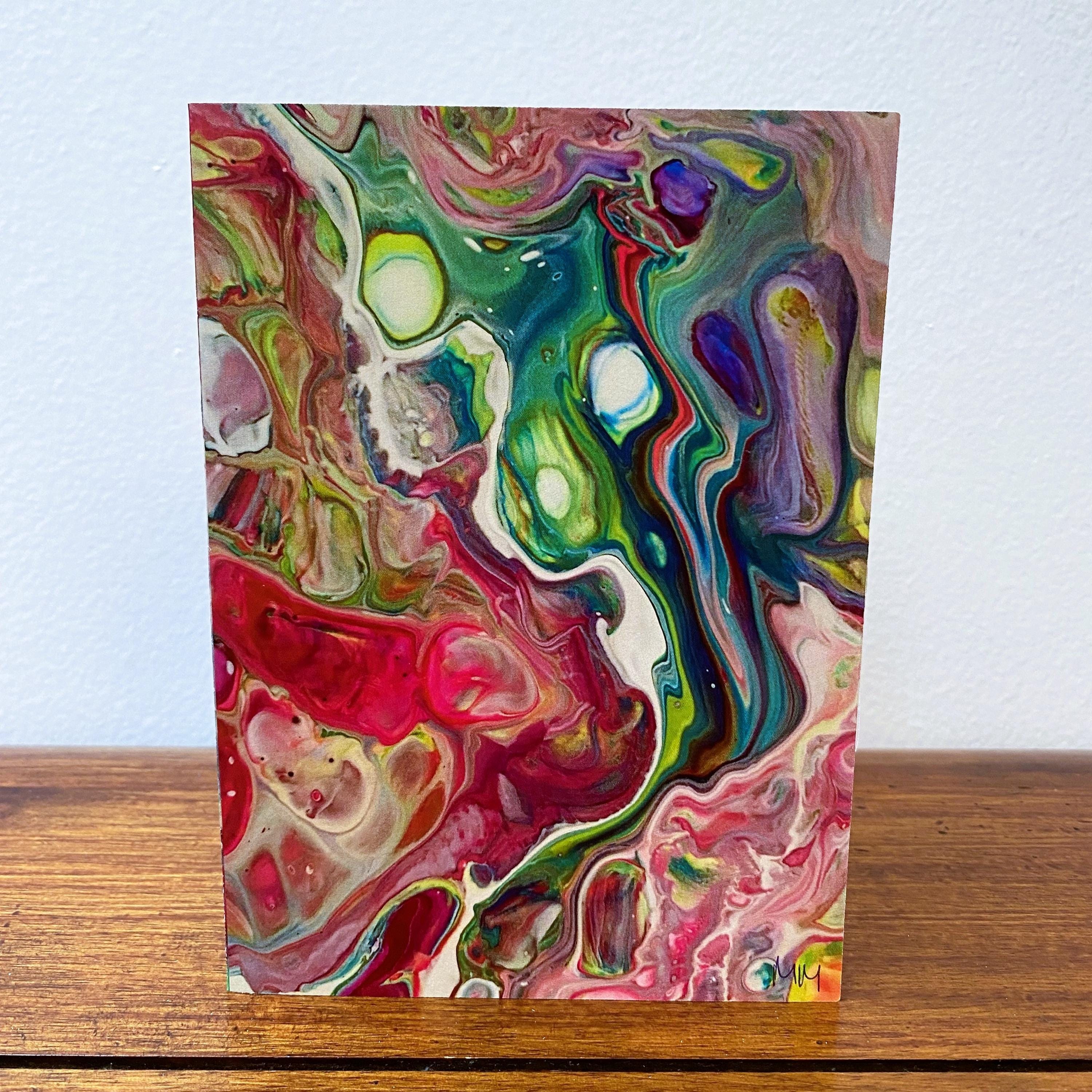 Stream Art Card, Fluid Art Card, All Occasion Card, Greeting Card, Double-Sided Card