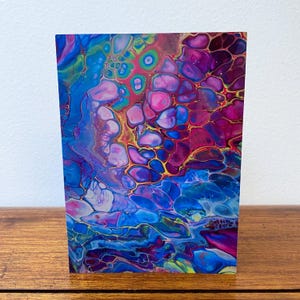 Carte artistique Cellules tachetées, Carte artistique fluide, Carte toutes occasions, Carte de voeux, Carte recto-verso