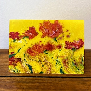 Carte d'art tulipes dansantes, carte d'art fluide, carte toutes occasions, carte de voeux, carte recto-verso