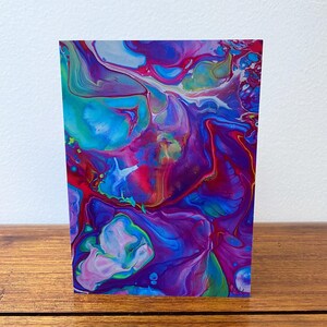 Carte d'art flaques mauves, carte d'art fluide, carte toutes occasions, carte de voeux, carte recto-verso