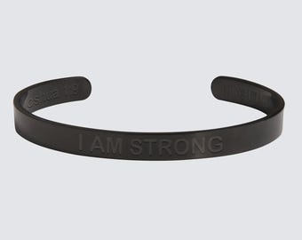 I AM STRONG Stainless Steel Christian Bracelet | Joshua 1:9