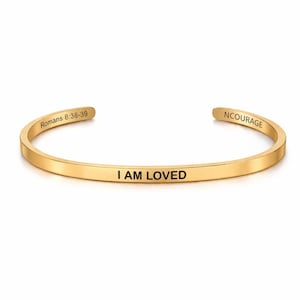 Pulsera con el versículo bíblico "SOY AMADO" / Joyería con la cita bíblica Romanos 8:38-39