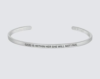GOD IS Within Her She Will Not FAIL | Christian Bracelet Bible Verse Bracelet | Christian Jewelry | Christian Gift |Scripture Jewellery