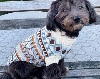 Boho Knit Dog Sweater | Cozy Artisanal Style for Small Dogs w/ Mini Sleeves