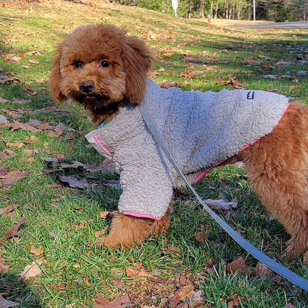 Furry Zip-Up Dog Sweater - Cozy & Stylish Pet Sherpa Outwear. Perfect gift for dog lovers