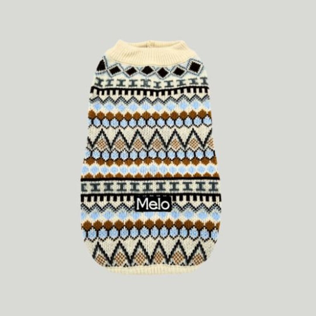 Custom Artisanal Boho Knitted Dog Sweater. Cozy Fall or Winter