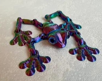 Flexi Large articulated frog Print in place toy   --- 3D Printer Files model STL 3MF