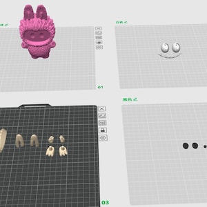Smiling Bunny labubu Lafufu 複数プリント --- 3D プリンターファイル モデル STL 3MF