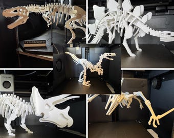 Dinosaur skeleton puzzle Pterodactylus Stegosaurus velociraptor Triceratops TRex 5 in 1  --- 3D Printer Files model STL 3MF