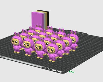 Mini Labubu-sleutelhanger Miniatuur AMS Print in place 3 in 1 --- 3D-printerbestanden model STL 3MF
