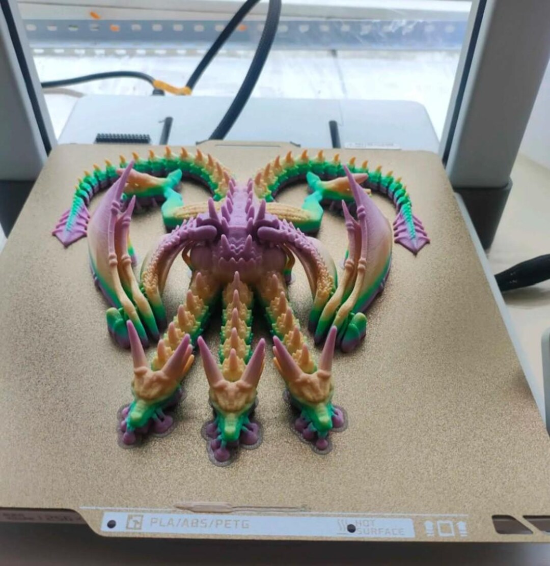 Articulated flexi Three-headed Dragon Fidget Print in Place --- 3D ...