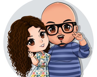 Chibi Commission, Cute Couple Portrait, Chibi Style Portrait, Custom Chibi Commission, Anime commission, Custom Avatar, Family Portrait