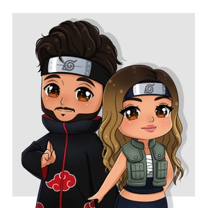 Custom Chibi Portrait, Personalized Chibi Drawing from Your Photo, Custom Chibi Drawing of Couples, Pets & Families, Cute Personalized Gift