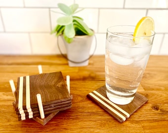 Wood Coaster Set / Walnut Coasters / Maple Coasters / Handmade Coasters / Gift Ideas / Drink Coasters