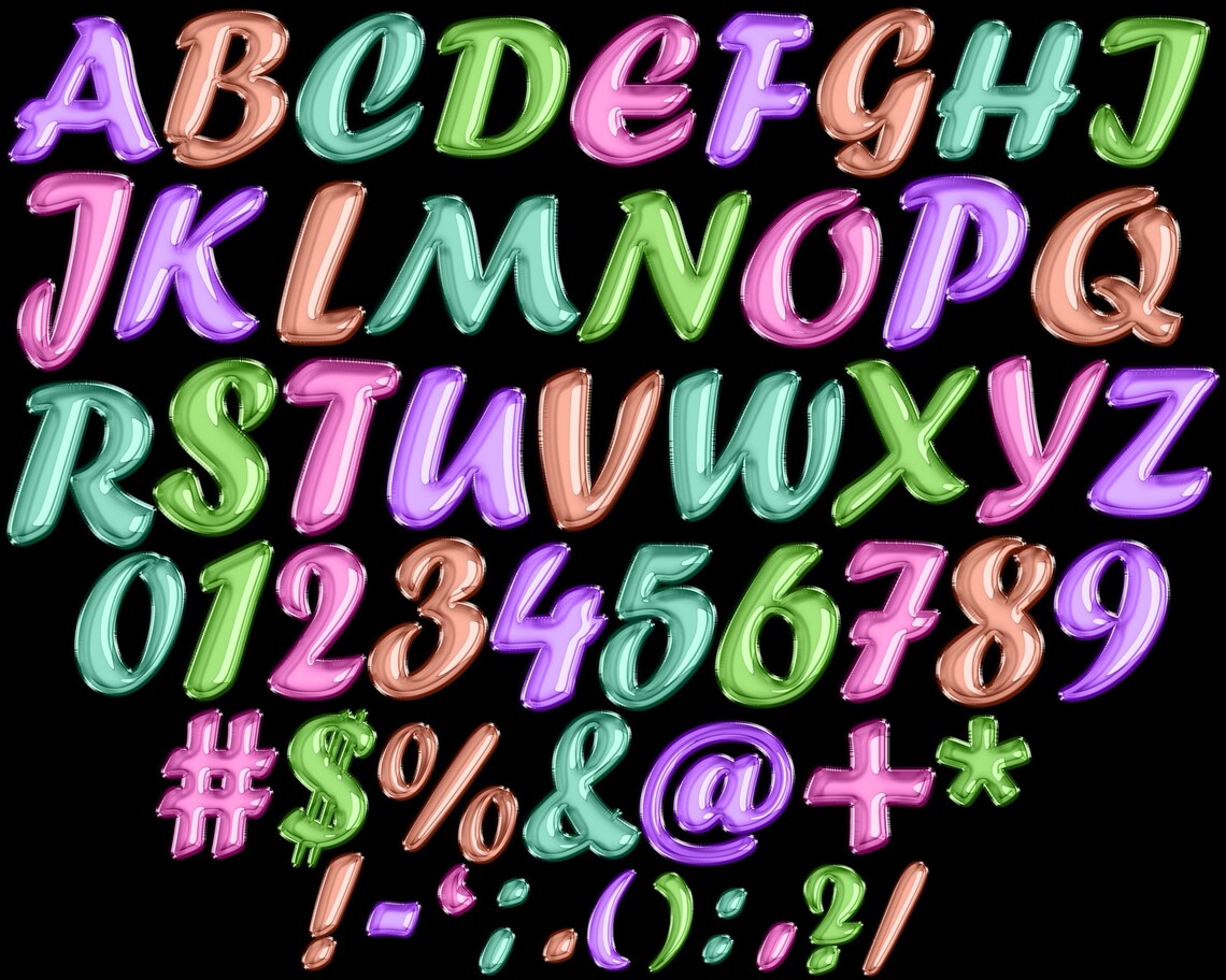 Colorful Letters, Balloon Alphabets Clipart, Balloon Foil Elements, Balloons Cliparts, Balloon