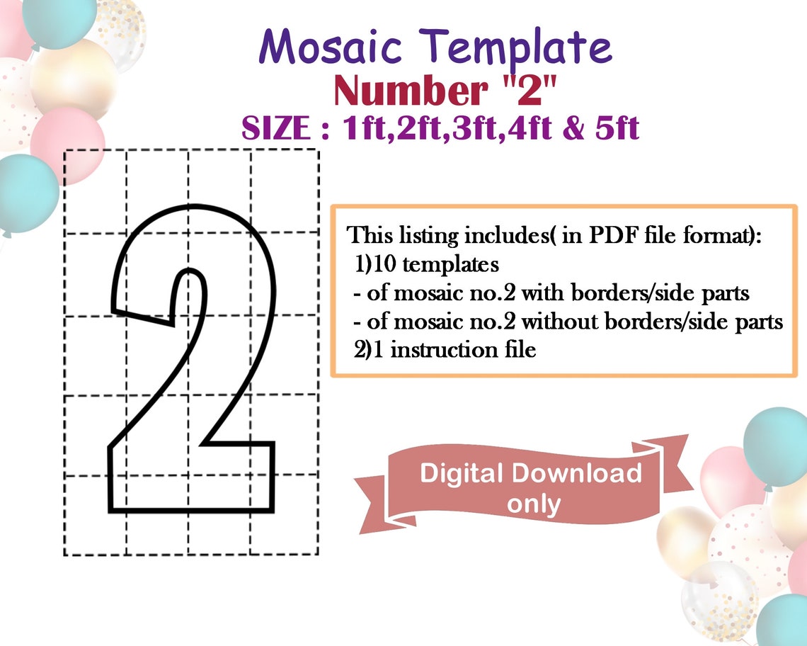 Free Mosaic Number Template