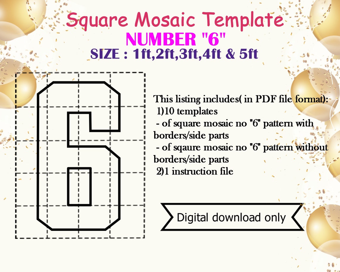 square-mosaic-no-6-template-balloon-mosaic-no-6-balloon-etsy