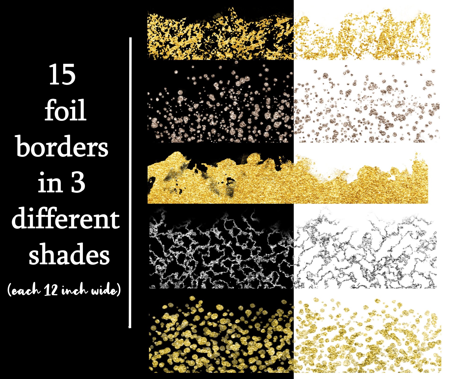 Glitter Foil Border Cliparts Gold Foil Borders Overlays Etsy