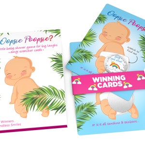 Lustiges Baby Shower Spiel: Lotto Kratzer Tickets, gender neutral, Mädchen, Junge, Rainbow Poop Emoji Party Aktivität, Giveaways, Windelraffeln