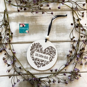 Ich Liebe Dich, German, Mini Wooden Plaque, Wall Picture Decoration, Home Decor, Wall Art, Laser Engraved,  Ideal Gift Idea, any language