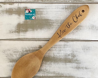 Personalized Bamboo Wooden Spoon, Customizable Text, Lovely gift idea for keen cooks