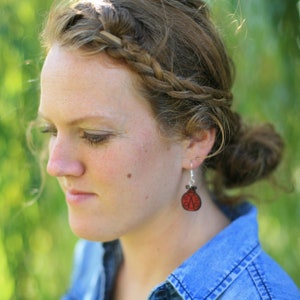 Red Leather Ladybug Earrings