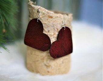 Large Leather Heart Earrings