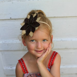 Layered Brown Leather Flower Headband