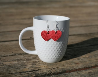Medium Leather Heart Earrings