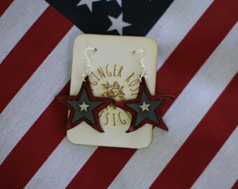 Tri-color Star Earrings