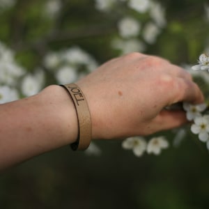 Personalized Tan Leather Bracelet