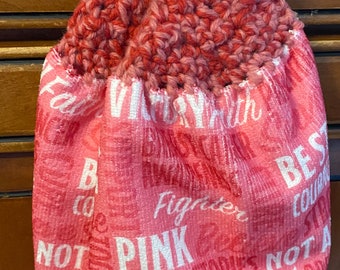 Kitchen Crochet hanging Towels; Brest Cancer Awareness / Support; full towel; dress towel topper cancer survivor