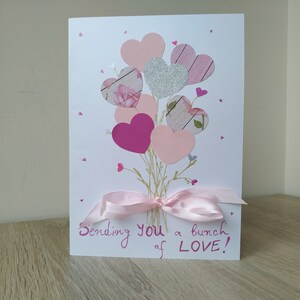 Corazones románticos tarjeta de papel rosa, Un montón de tarjetas decoradas con amor, Regalo de amante, Regalo romántico, Postal de regalo en blanco hecho a mano, Nota de amor rosa