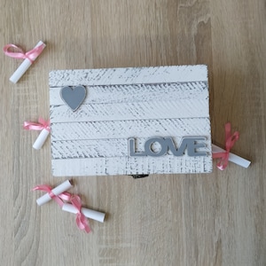 Regalo pensando en ti, Caja de regalo con citas de amor para él, Caja de madera con notas románticas, Caja de amor con cintas con notas, Sorpresa del día de San Valentín