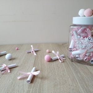 Tarro de regalo romántico, notas de amor en un frasco, regalo romántico rosa pálido, regalo de amor para ella, frasco de notas de corazones rosas, tarjetas de amor en un frasco