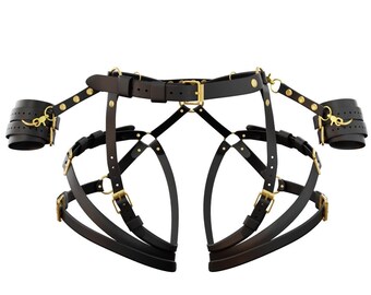 Bestseller Harness Set, Custom Harness Plus Size. Butt Garter Belt, Open  Crotch Panties, Black Garter Harness Lingerie, BDSM Handcuffs