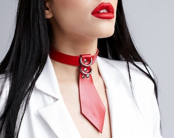 Spada Laser Collare Choker BDSM Olografico Punk - Con Catena E Guinzaglio, Regolabile, In Pelle Laser Accessorio Punk Regolabile - Foto 3