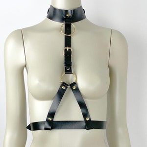 Brust Harness, Käfig BH Harness Top, Hals Sexy Geschirre Frauen, Halloween Harness, Büste Harness BH, Bondage Harness, Schwarz Leder Harness